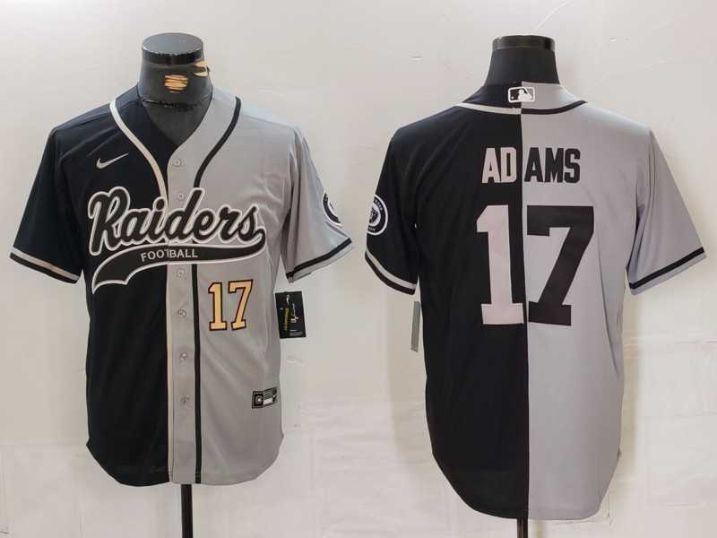 Men's Las Vegas Raiders #17 Davante Adams Number Grey Black Split Cool Base Stitched Baseball Jersey,We sell and wholesale Men's Las Vegas Raiders #17 Davante Adams Number Grey Black Split Cool Base Stitched Baseball Jersey on line form chian!
